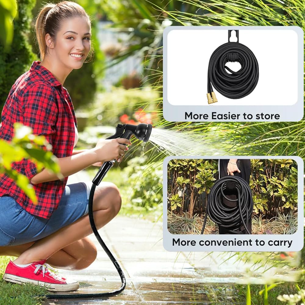 Garden Hose Flexible 15m Expandable, Flexible Water Hose with 8 Spray Functions, Flexible Hose 1/2 inch to 3/4 inch, Garden Hose, for Garden Irrigation, Car Washing, Washing and Watering