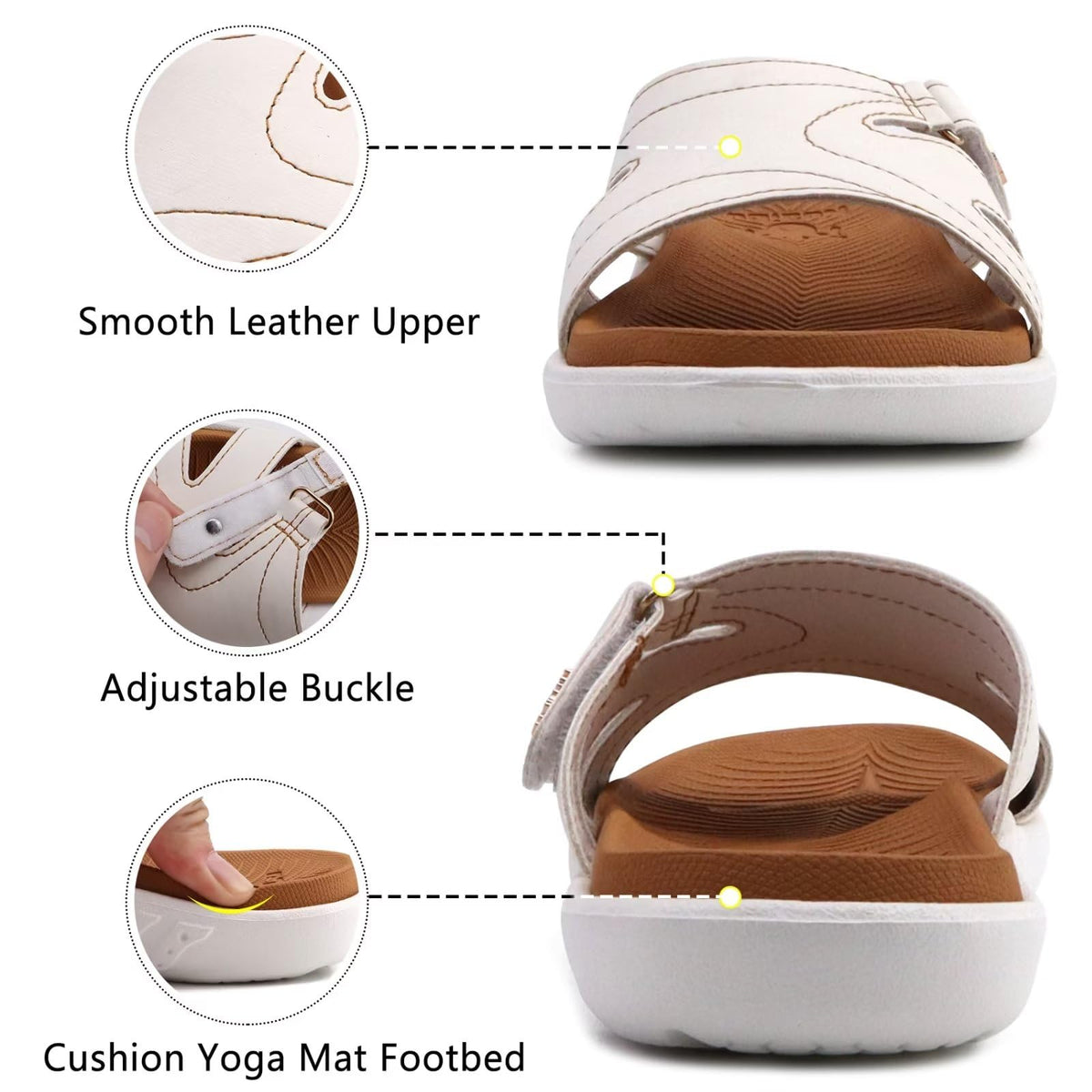 Orthopedic Arch Support Flip Flops Lightweight Non-Slip Open Toe Sandals – Khaki White 40