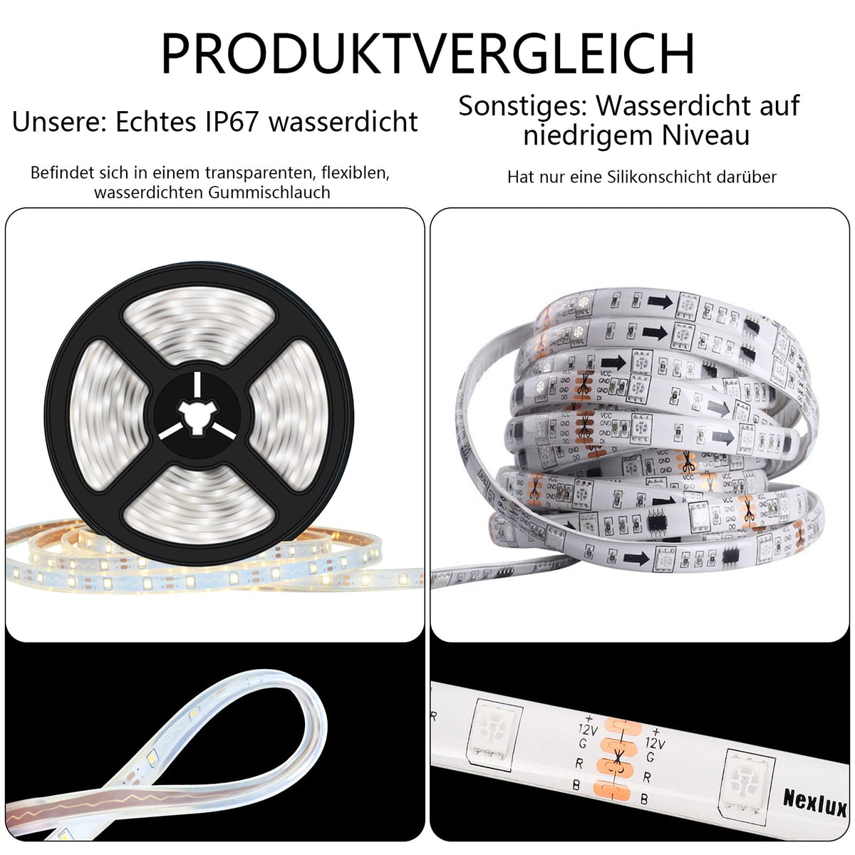Bandă LED solară de exterior 10m cu 560 LED-uri și telecomandă – Alb rece