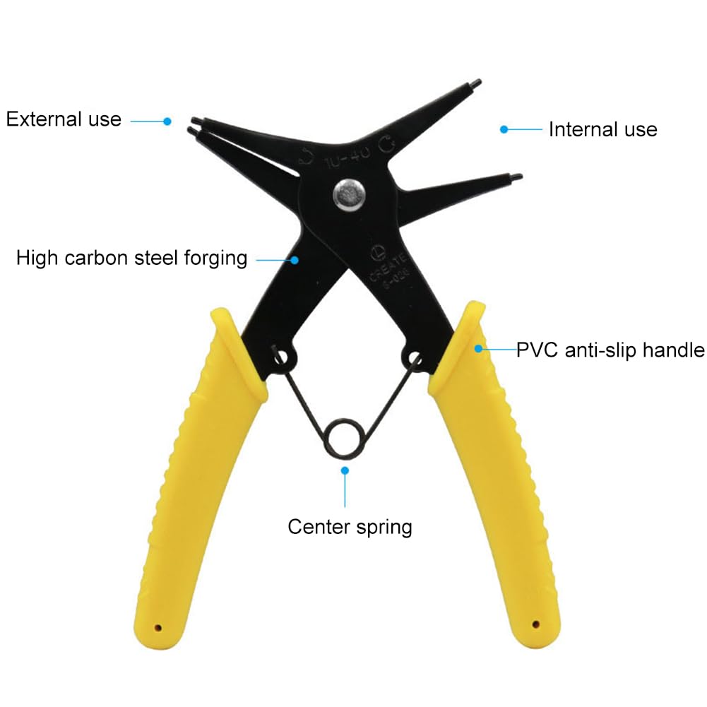 Snap Ring Pliers, Circlip Pliers, Internal and External Retaining Ring, 2 in 1 Retaining Ring Pliers, Dual-Purpose Snap Ring Pliers, For 2-24 mm Internal External Snap Rings