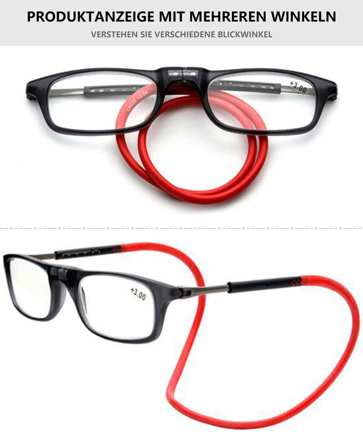 Ochelari de citit cu închidere magnetică pe nas și bandă flexibilă Lanomi dioptrie +1.00, set 2 bucăți