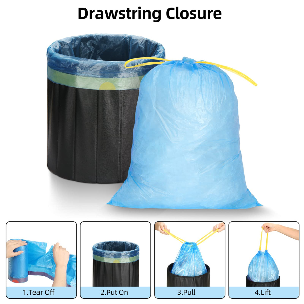 Saci menajeri rezistenți cu șnur 50L rezistenți la rupere, set 100 bucăți – 60x80 cm