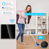 WiFi Flush-Mounted Smart Light Switch 3-Gang Touch Wall Switch Voice Control – White