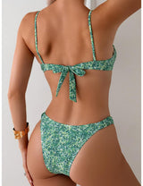 Costum de baie două piese talie înaltă modelatoare push-up – Verde M