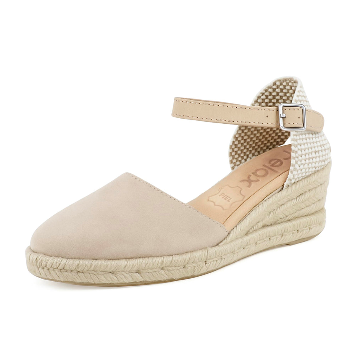 Wedge Espadrille Sandals High Wedge Adjustable Buckle – Beige EU 38