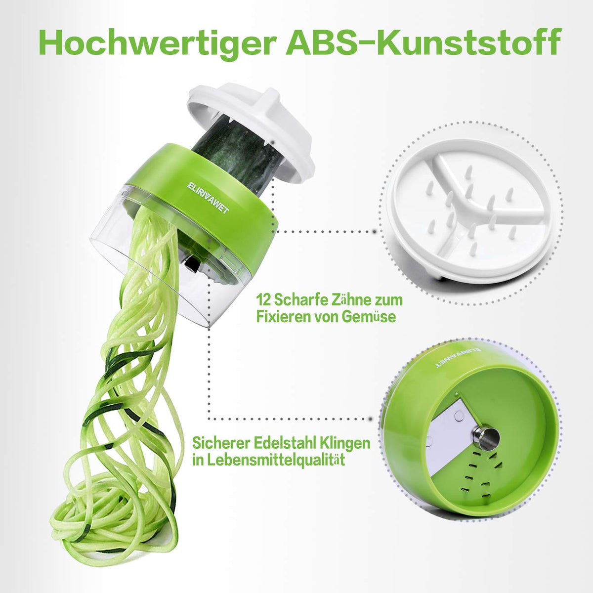 Handheld 4-in-1 Vegetable Spiralizer Multi Slicer – White