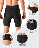 Pantaloni scurți de ciclism bărbați cu bazon gel 5D și 3 buzunare – Negru