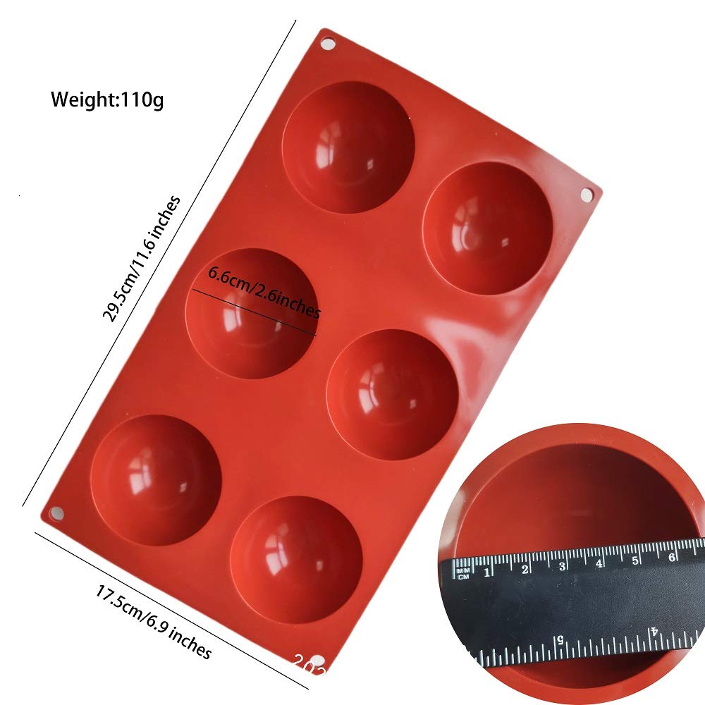 2 pieces silicone mold ball, 5 holes silicone mold round 8 cm, half sphere baking mold, silicone mold half sphere for chocolate, cake, jelly, dome mousse