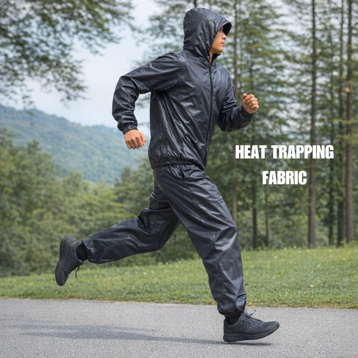 Costum termic de slăbit cu efect de saună jachetă și pantaloni unisex – Gri închis 3XL
