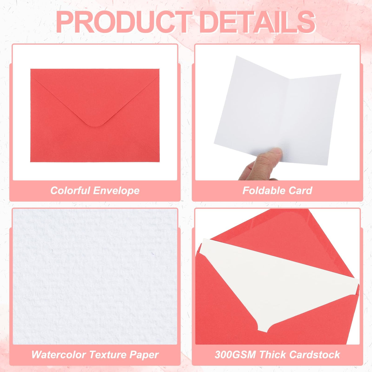 PATIKIL 5x7 Inch Pure Cotton Watercolour Cards – 50 Sets with Envelopes