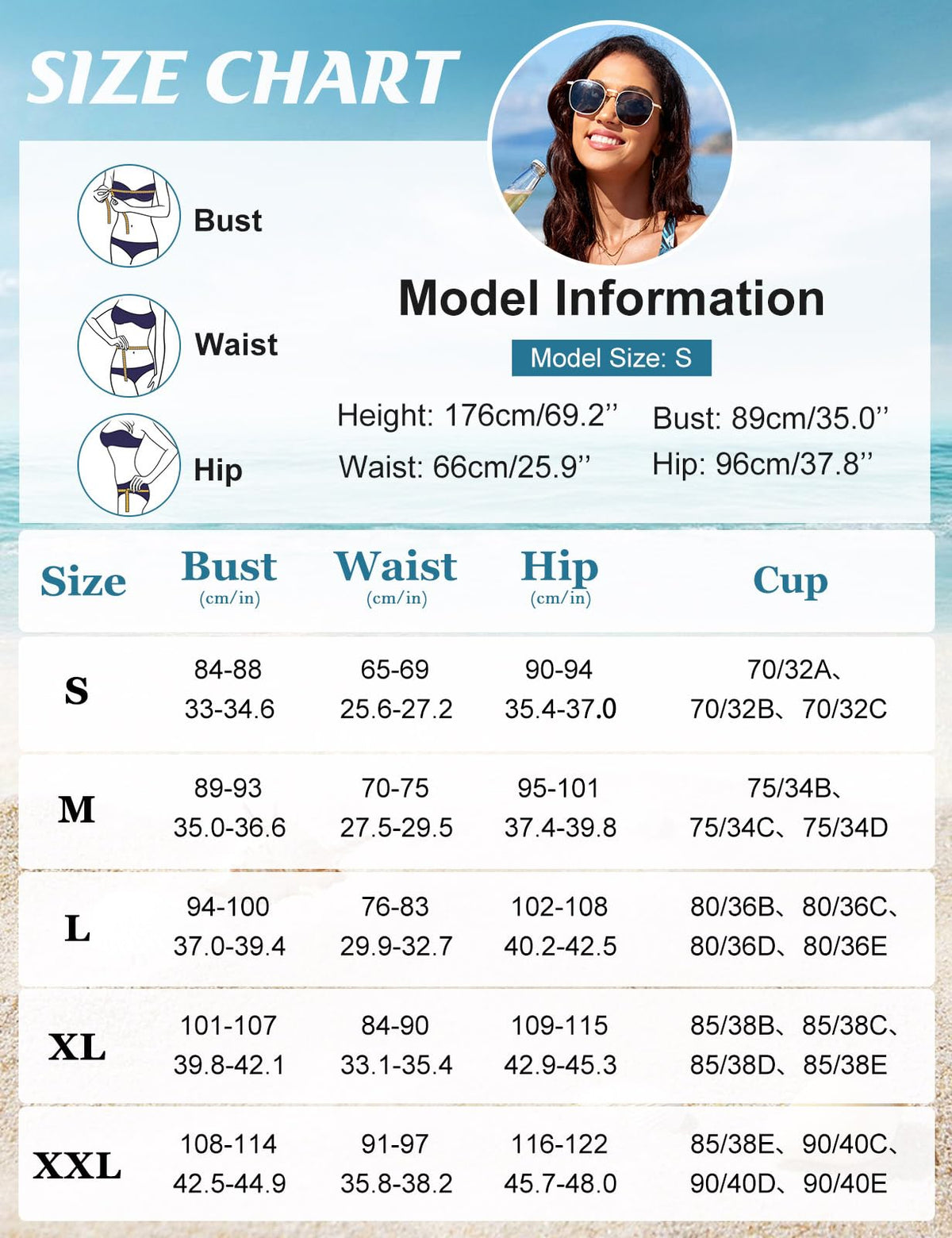 Women's Tummy Control Bikini Set V-Neck Cross Top High-Waist Bottoms – Print A XL