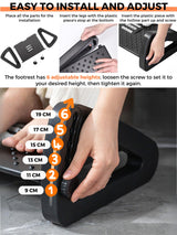 Suport ergonomic reglabil pentru picioare sub birou cu role de masaj și suprafață antiderapantă – Negru