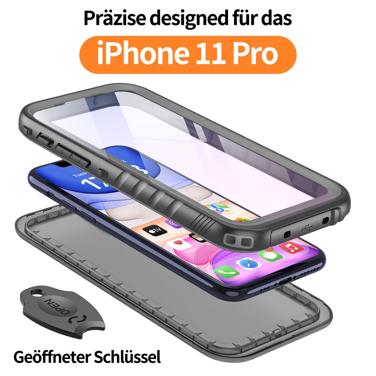 Husă subacvatică antisoc 360 grade militară Cozycase pentru iPhone 11 Pro 5.8 inch
