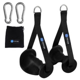 Mânere ergonomice pentru benzi elastice și scripete fitness HXD-ERGO cu inel D metalic, set 2 buc