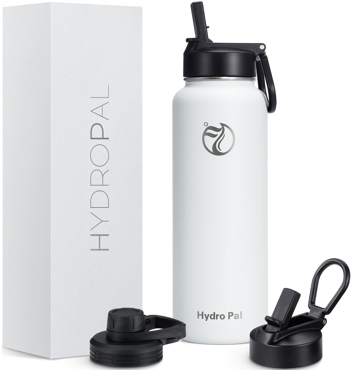 HydroPal Stainless Steel Insulated Water Bottle BPA-Free for Carbonated Drinks with Straw & 2 Lids
