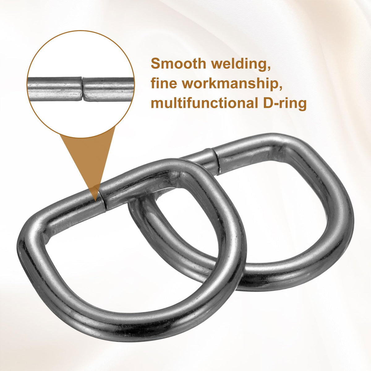 Metal D-Rings 16 x 3mm Stainless Steel Half Rings for Bags Buckles 100pc - Black-Grey