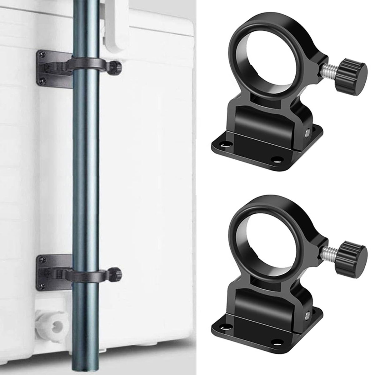 Folding Wall-Mount Fishing Rod Holders 2-Pack Foldable Umbrella Stand for Deck & Beach – Grey