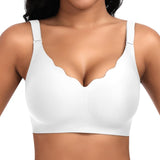 Jiuday Wireless Bra Seamless Push-Up Soft Comfortable for Large Breasts – White XL