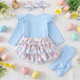 Baby Girl 0-3 Months Ruffled Romper & Tutu Outfit with Headband Photoshoot Set – Blue