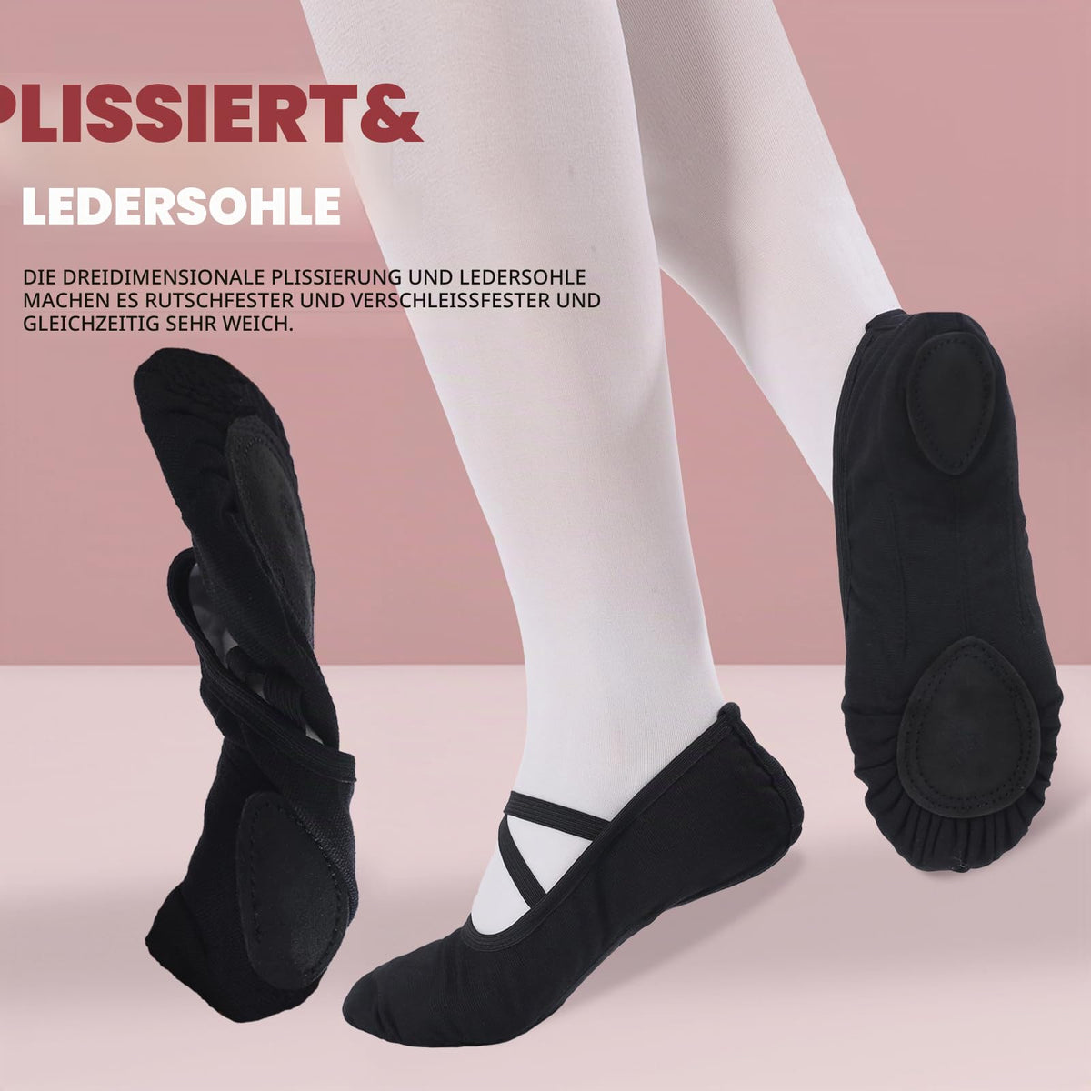 Children's Canvas Ballet Shoes Lightweight Non-slip – Black EU 31