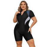 Costum de baie sportiv cu pantalon scurt mărimi mari Odizli imprimeu floral – Gri XL