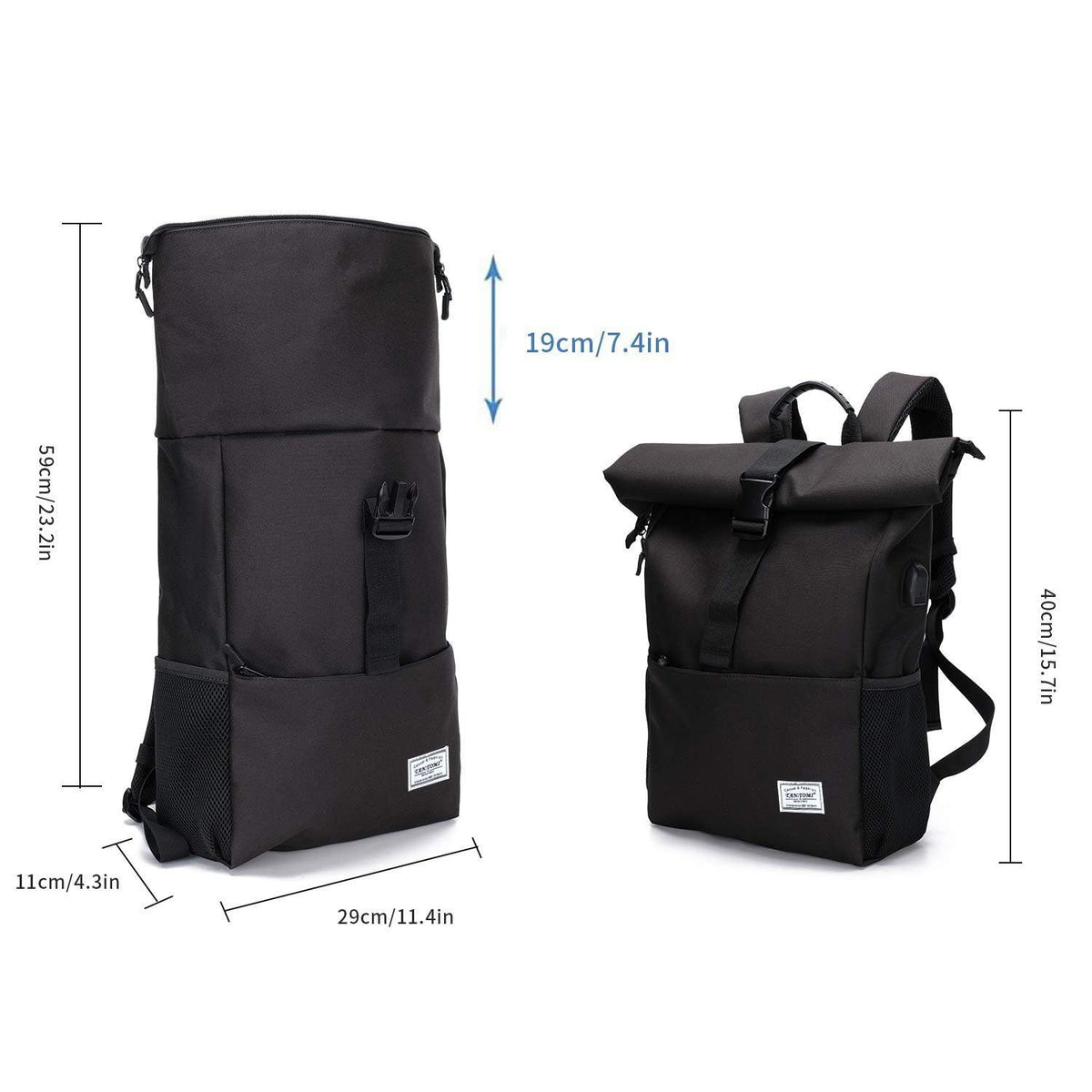 MoFut backpack women large backpack men large school backpack with many compartments with 15.6" laptop compartment, unisex roll top backpack waterproof, casual backpack school leisure university work hiking.