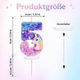 Unicorn Number 5 Birthday Candle Cake Decoration – Purple & Pink