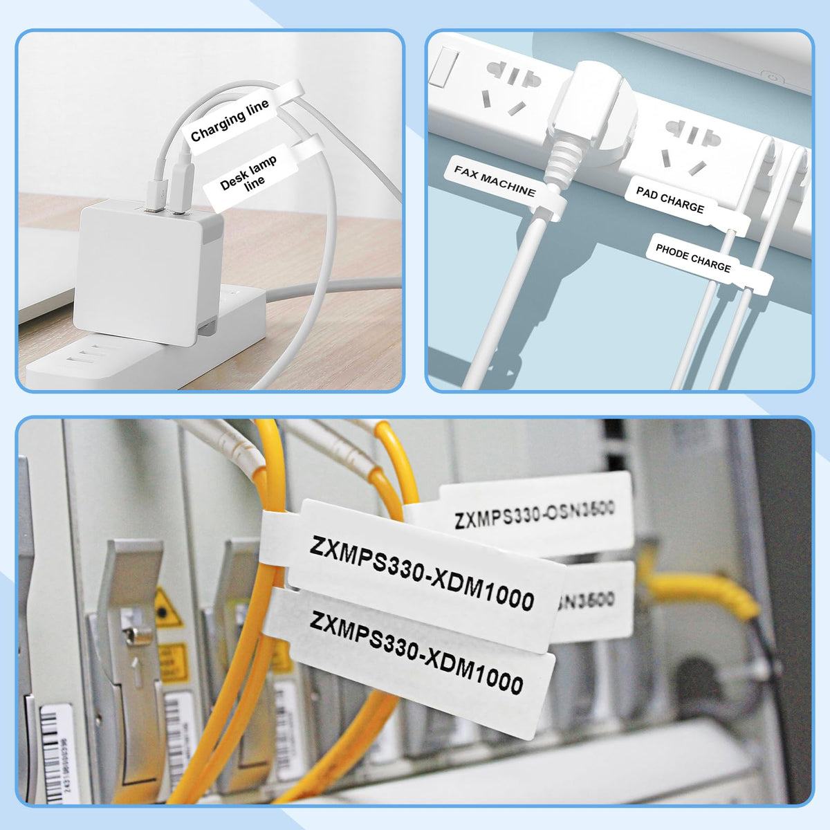 Etichete termice pentru cabluri NIIMBOT compatibile D11/D110/D101, set 3 role – Alb