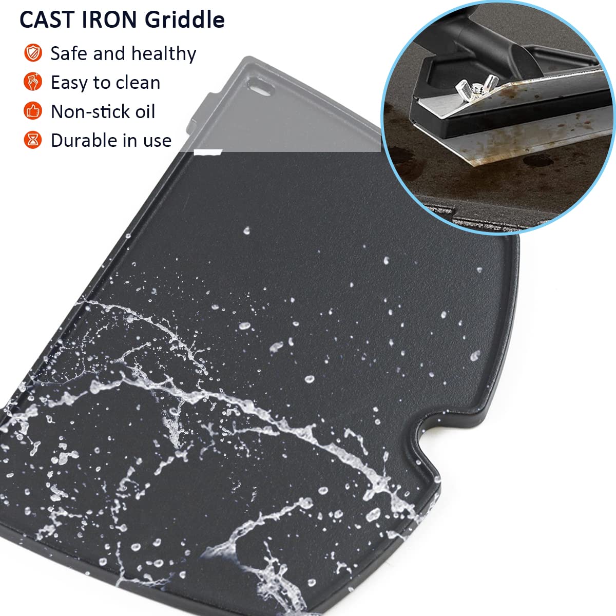 FORYEYC 32 x 22cm cast iron grill plate electric for weber Q100 Q120 Q1000 Q1200 Q1400 electric accessories, 6558 grill griddle pan for Weber Baby Q gas grills grill grate spare parts