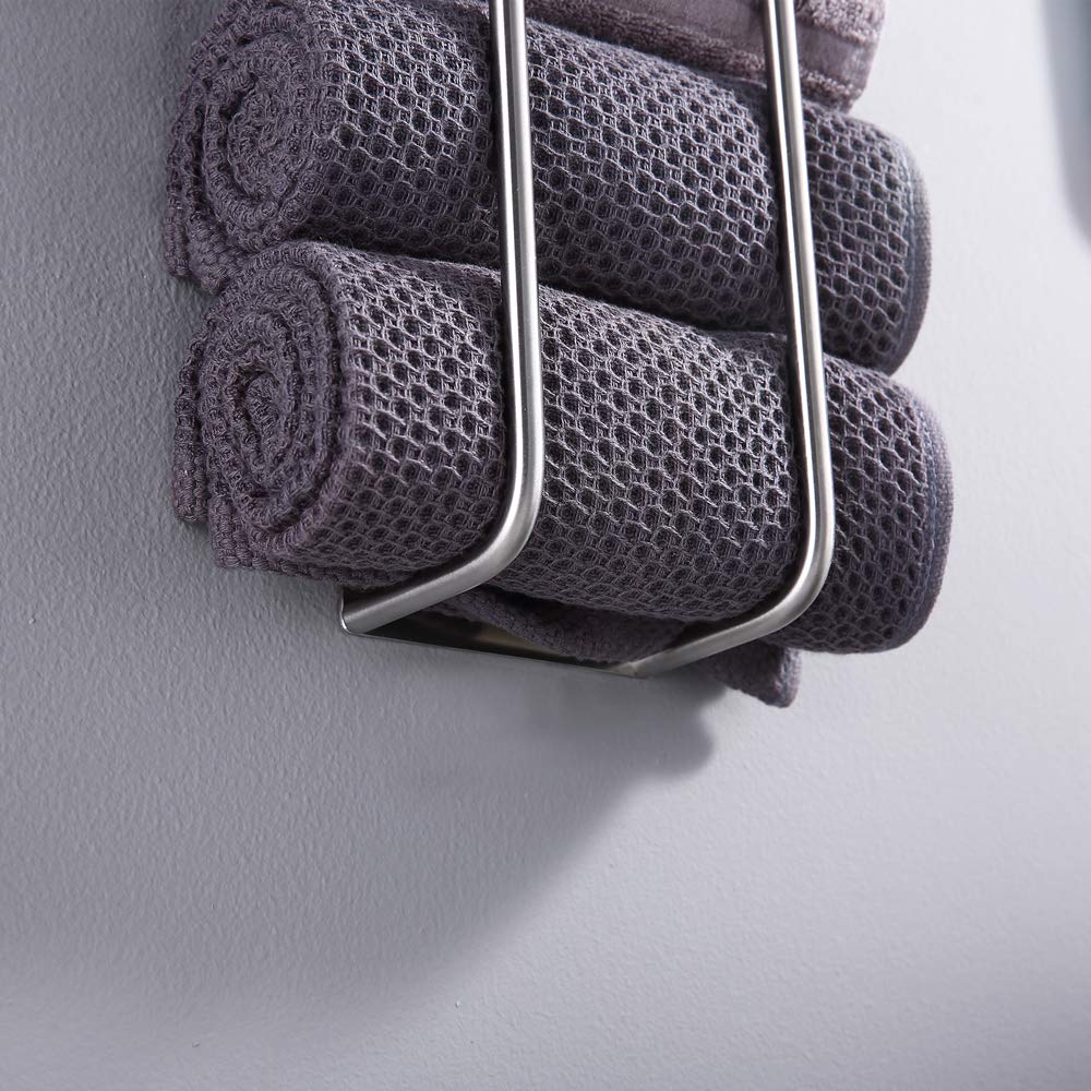 HomeHeng Guest Towel Holder Without Drilling, Brushed Nickel Towel Rack Self-Adhesive Stainless Steel SUS304 Towel Storage Bathroom Towel Holder Guest Towels 40cm, Y01-BN