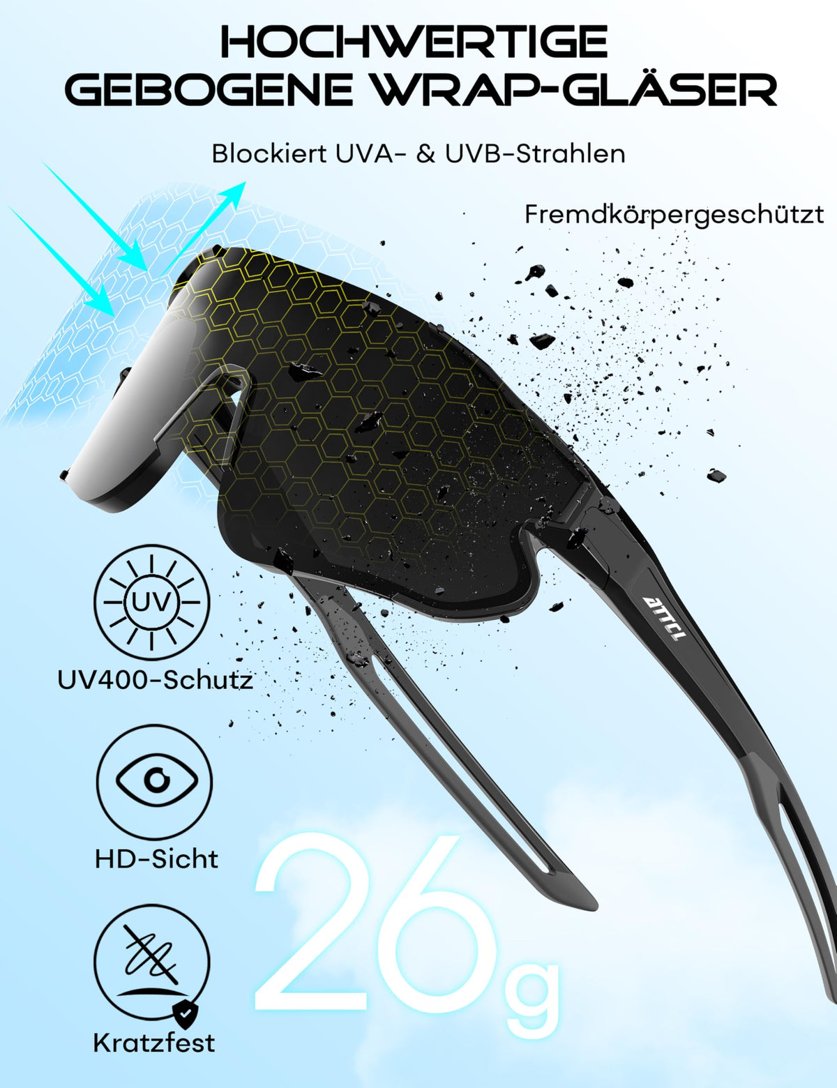 Ochelari de soare sport pentru copii protecție UV400 – Negru/Gri M