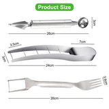 Set 3 ustensile din inox pentru tăiat și servit pepene cu furculiță – Argintiu