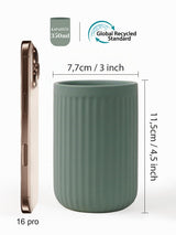 Ceramic Toothbrush Holder 350ml Striped Matte Bathroom Cup – Green