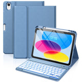 Vobafe iPad 10th Generation Case with Keyboard 10.9 inch 2022-7 Colors Backlit Wireless Detachable Folio Keyboard Case with Pen Holder for New iPad 10th Generation, Blue