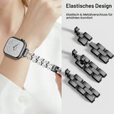 Apple Watch Beaded Metal Bracelet Adjustable Slim Band – Black 38/40/41/42/44mm