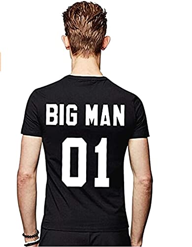 Matching Father & Son T-Shirt Cotton Casual Funny Print – Black XXL