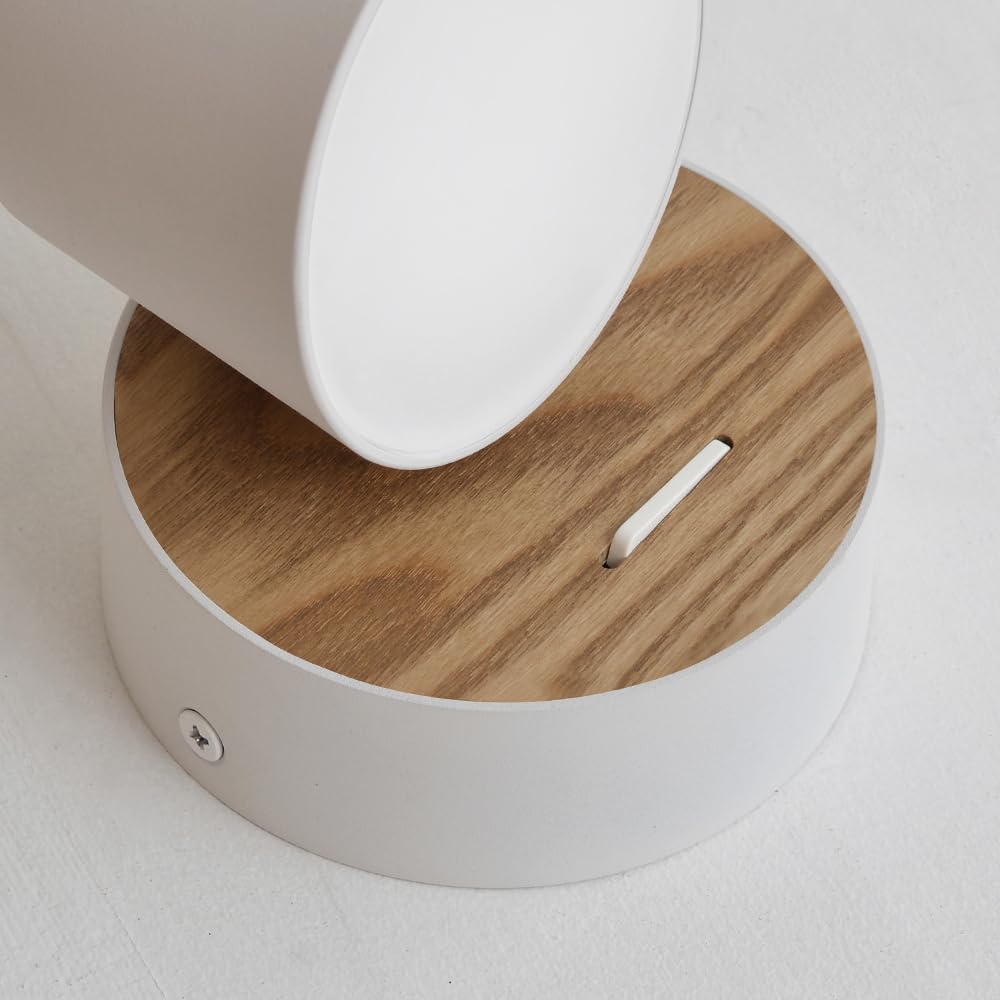 Aplică de perete reglabilă 360° cu întrerupător 5W LED design industrial din lemn și metal ouglres – Alb