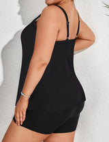 Top de baie tip tankini lejer în A modelator burtică mărimi mari Hanna Nikole – Negru Mărimea 46