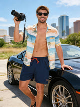 Men's Swim Trunks Quick‑Dry Mesh Lined with Zipper Pocket – Dark Blue XXL
