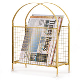 PUERSI Freestanding Magazine Rack, Modern Handbag Design, Metal Holder – Gold