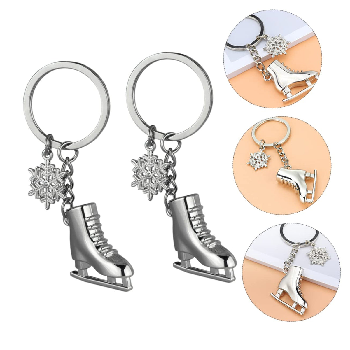 Set 2 brelocuri de chei tip pantofior cu strasuri din inox – Argintiu 3x3x0.5 cm