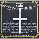 Lănțișor bărbătesc cu cruce religioasă din oțel cadou pentru fiu – Argintiu