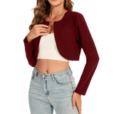 Bolero sacou scurt elegant de seară cu mânecă lungă – Grena / Bordô S