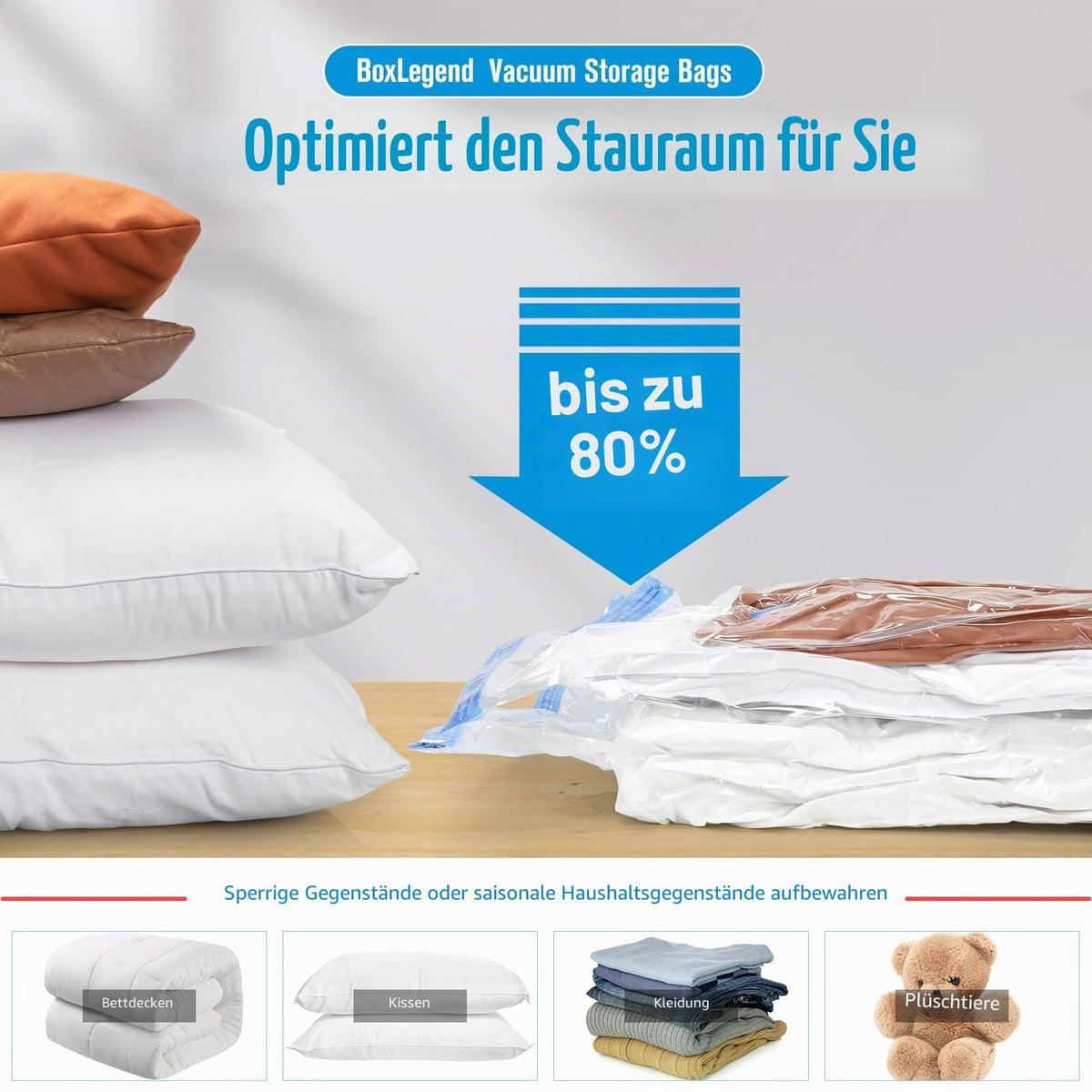 Saci vidați pentru haine și pilote reutilizabili 80x60 cm, set 6 bucăți