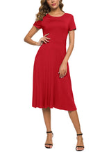 Rochie midi cloș lejeră damă EXCHIC guler rotund – Roșu XL