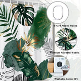 Shower Curtain 120x180cm Tropical Jungle Palm Leaves Waterproof Anti-Mould – Green