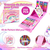 Children's 230+ Piece Colouring & Drawing Case with Oil Pastels & Watercolour Pens – Unicorn Ages 3–10