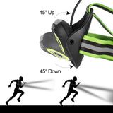 West Biking Running Light, USB Rechargeable Chest Lamp, 90° Adjustable Beam Angle, 500 Lumen Waterproof Running Light with Reflective Straps for Runners, Jogging, Camping