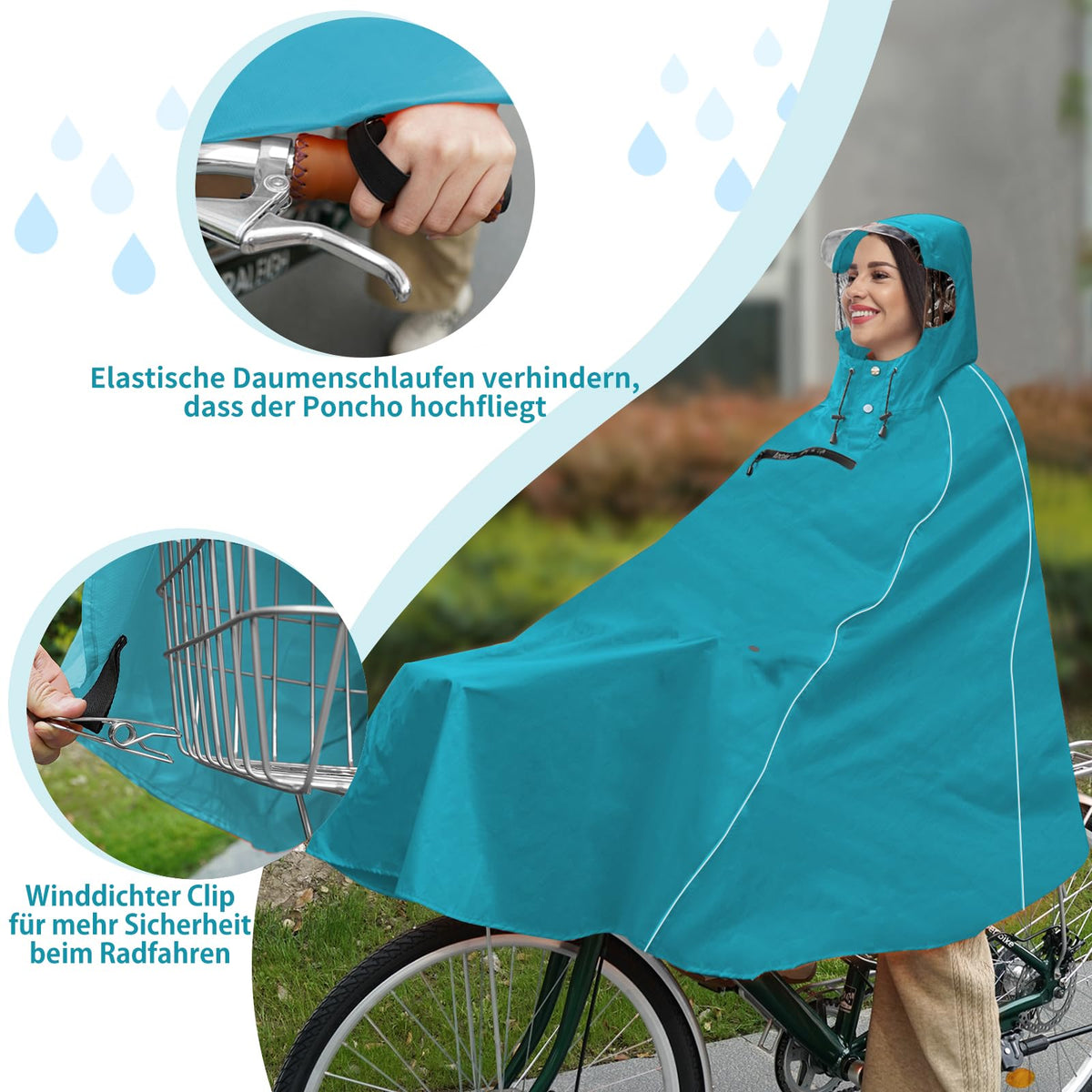 Waterproof Cycling Rain Poncho Unisex – Bluebird
