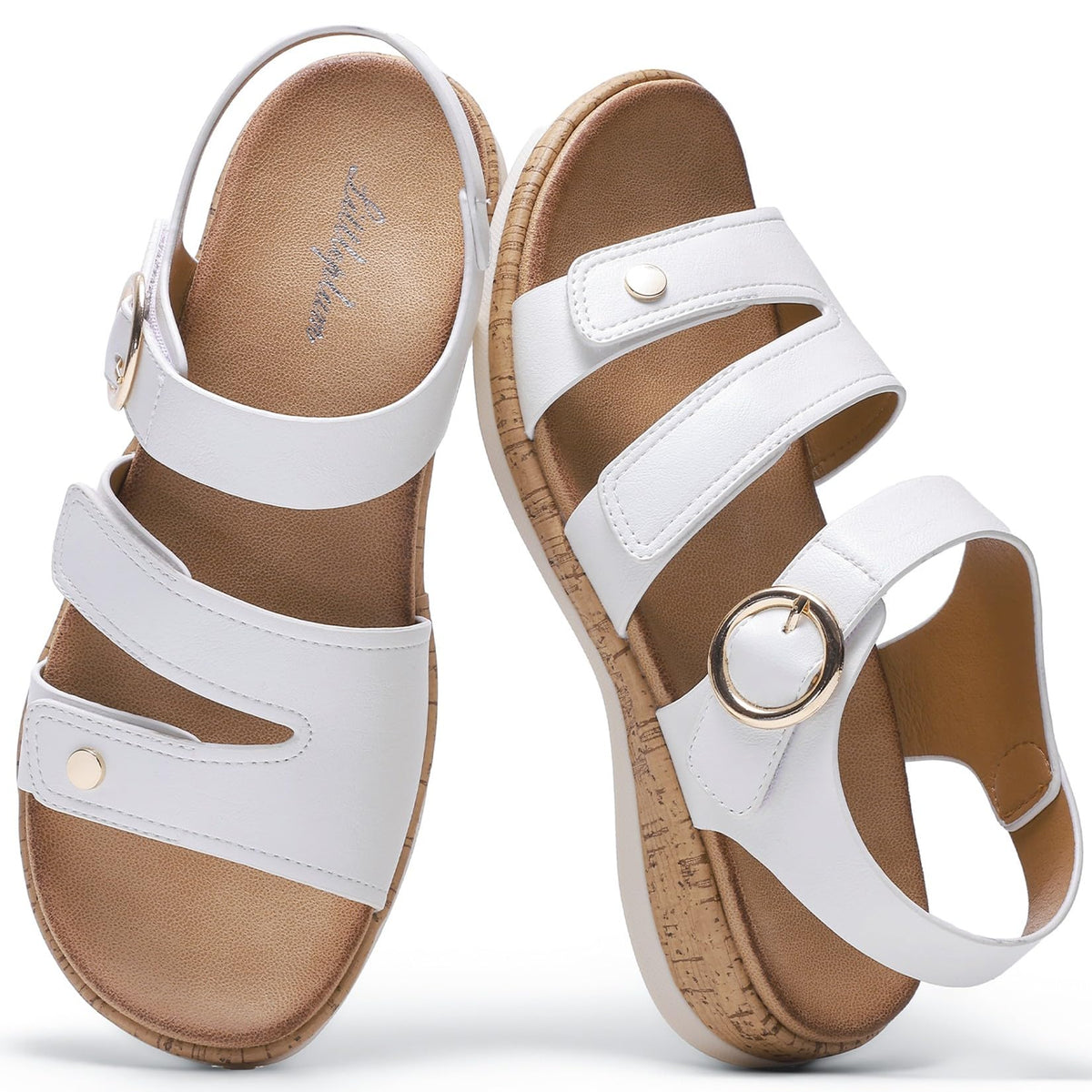 Women’s Arch Support Sandals Elegant Summer Slip-On – White EU38